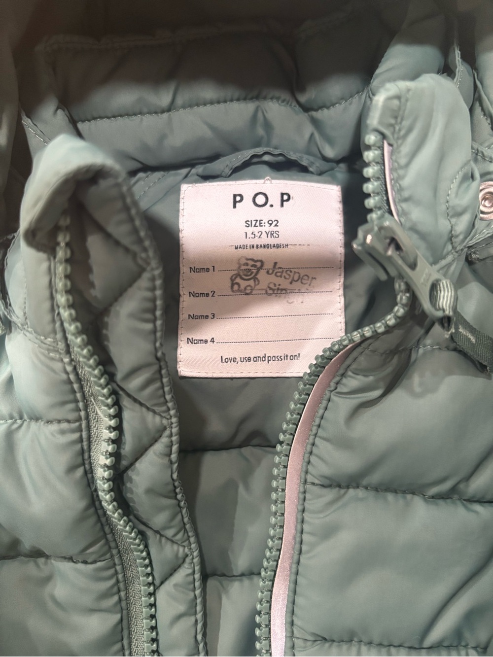 Polarn O. Pyret Recycled Puffer Jacket | Sage Green | Size 1.5-2Y (92) - Picture 5 of 5